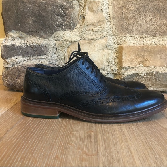 COLE HAAN Pebbled Oxford Brogue Wingtip Black shoes sz 11 price firm! main image 5
